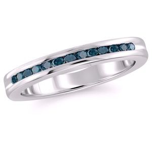 1/4ctw Blue Diamond Channel Band SSL sz 6 REDUCED